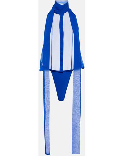 LAQUAN SMITH Tie-neck Bodysuit - Blue