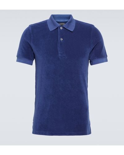 Tom Ford Cotton-blend Terry Polo Shirt - Blue