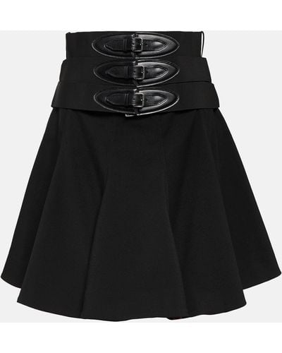 Alaïa Belted Wool Miniskirt - Black