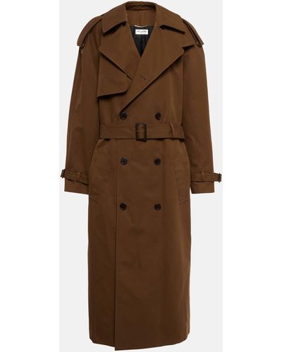 Saint Laurent Double-breasted Cotton Trench Coat - Brown