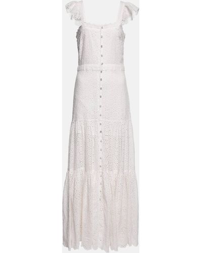 Veronica Beard Aislin Broderie Anglaise Cotton Maxi Dress - White