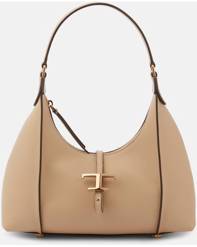 Tod's T Timeless Small Leather Shoulder Bag - Natural