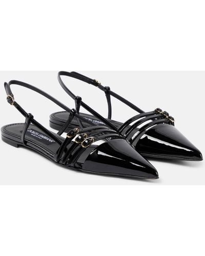 Dolce & Gabbana Patent Leather Slingback Ballet Flats - Black