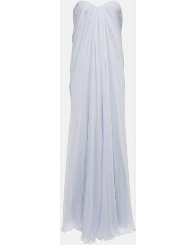 Alexander McQueen Silk Chiffon Gown - White