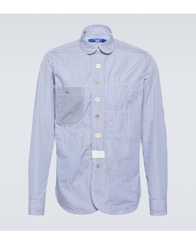 Junya Watanabe Striped Cotton Oxford Shirt - Blue