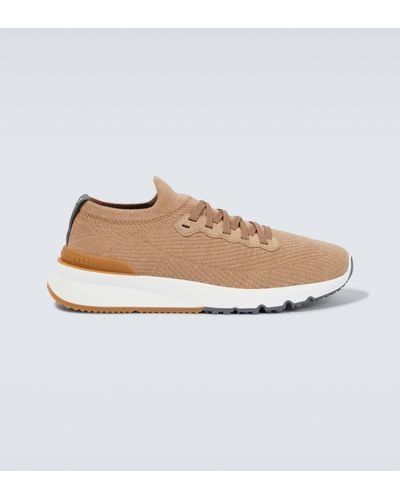 Brunello Cucinelli Logo-detail Lace-up Sneakers - Brown