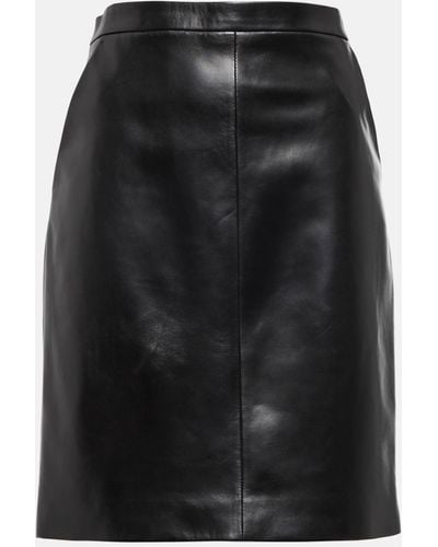 Saint Laurent Leather Pencil Skirt - Black