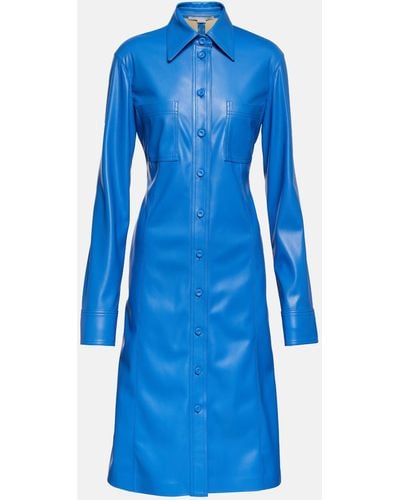 Stella McCartney Faux Leather Shirt Dress - Blue