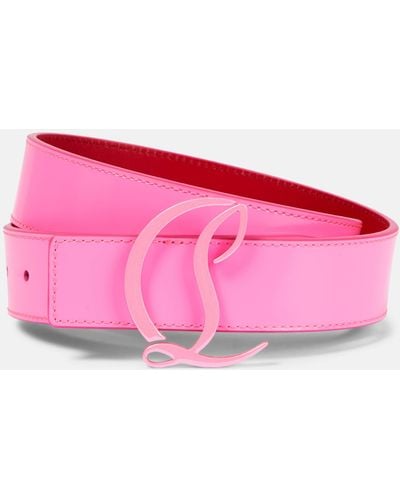 Christian Louboutin Logo Leather Belt - Pink