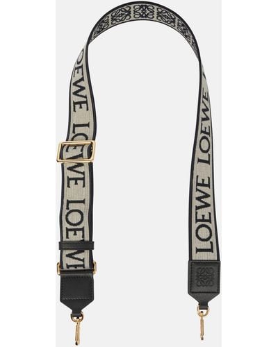 Loewe Anagram Leather-trimmed Bag Strap - Natural