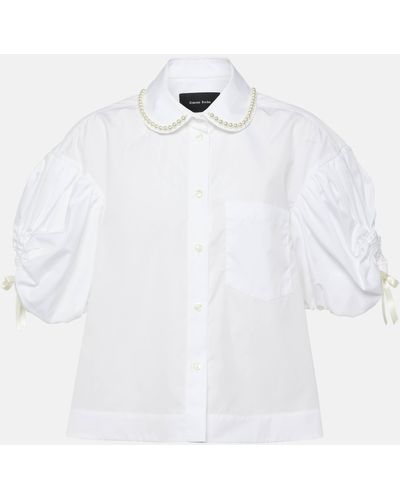 Simone Rocha Embellished Cotton Poplin Shirt - White