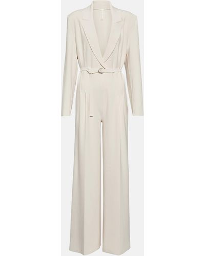 Norma Kamali Belted V-neck Jumpsuit - White