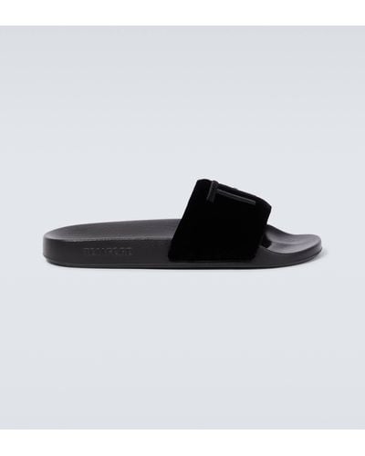 Tom Ford Harris Logo Velvet Slides - Black