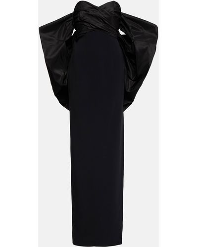Carolina Herrera Off-shoulder Hooded Cape Gown - Black