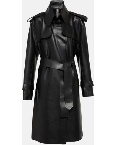 Norma Kamali Faux Leather Trench Coat - Black