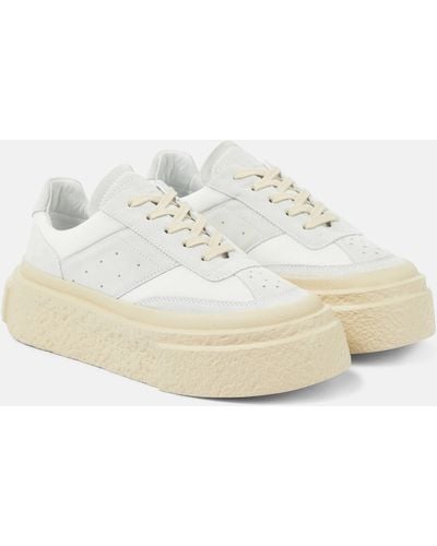 MM6 by Maison Martin Margiela Suede Platform Sneakers - White