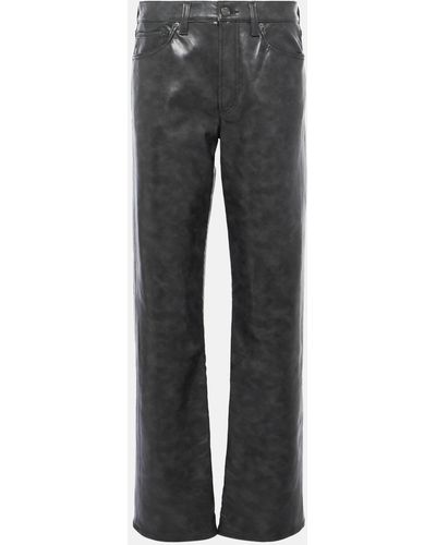 Agolde Sloane Mid-rise Leather Straight Pants - Grey