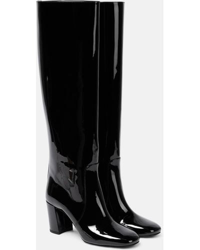 Saint Laurent Patent-leather Knee Boots - Black