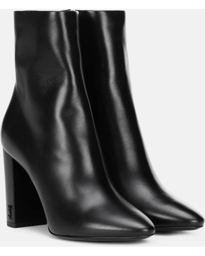 Saint Laurent Lou 95 Leather Ankle Boots - Black