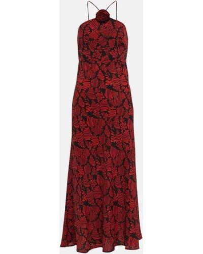 RIXO London Lana Printed Silk-blend Midi Dress - Red