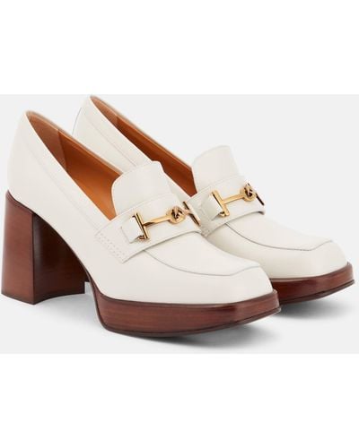 Tod's Double T Loafer Leather Pumps - White