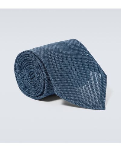 Thom Sweeney Silk Grenadine Tie - Blue