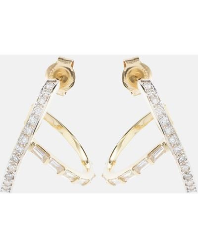 Mateo 14kt Y-bar Gold Hoop Earrings With Diamonds - White