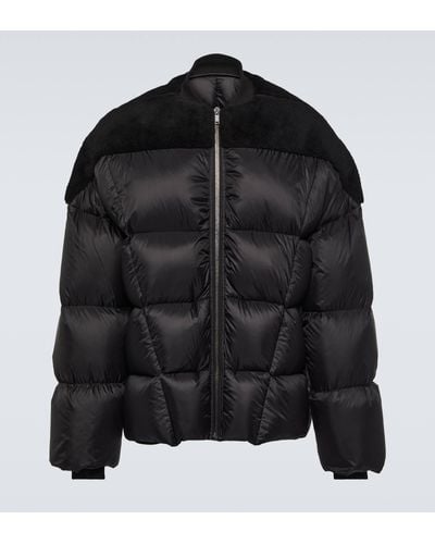 Rick Owens Shearling-panelled Quilted Shell Jacket - Black