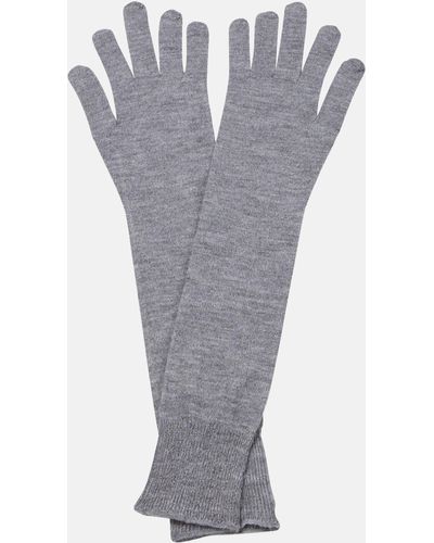 Alaïa Cashmere And Silk Gloves - Grey
