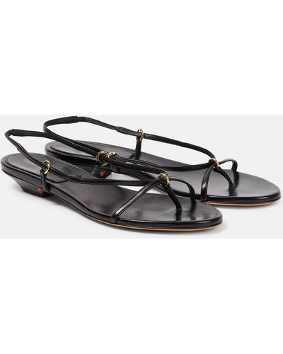 Khaite Marion Leather Thong Sandals - Black