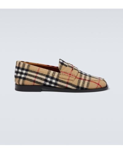 Burberry Check Felted Penny Loafers - Natural