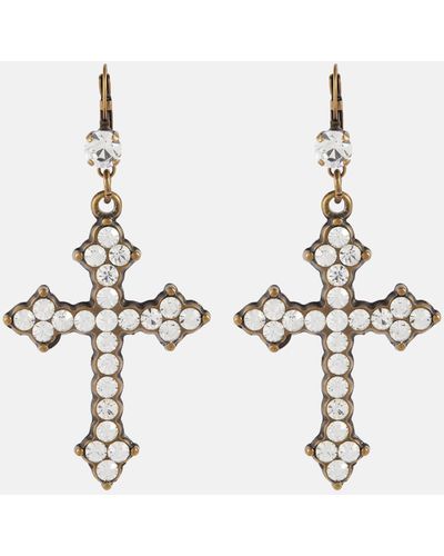 Blumarine Embellished Cross Earrings - White
