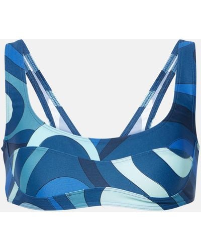 Emilio Pucci Printed Bikini Top - Blue