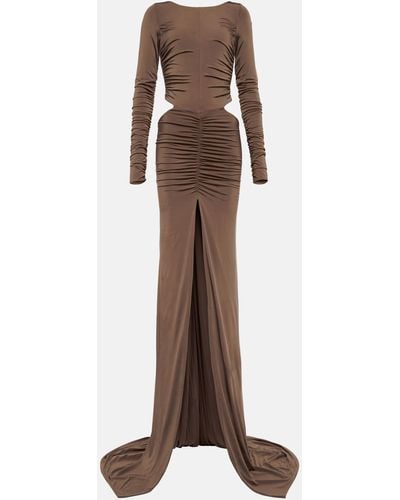 GIUSEPPE DI MORABITO Ruched Cut Out Gown - Brown