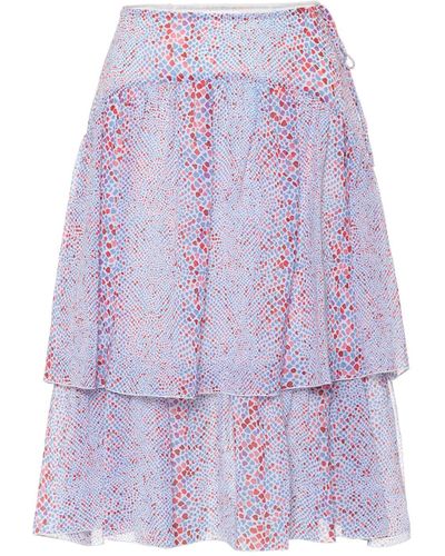 See By Chloé Printed Cotton And Silk Midi Skirt - Purple