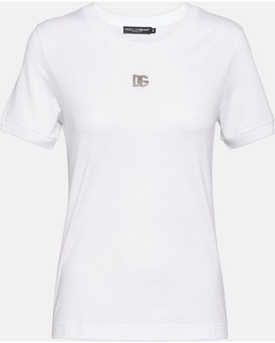 Dolce & Gabbana Crystal Embellished T-shirt - White