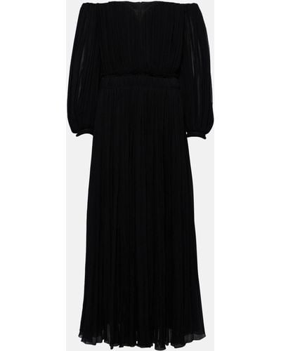 Chloé Off-shoulder Virgin Wool Midi Dress - Black