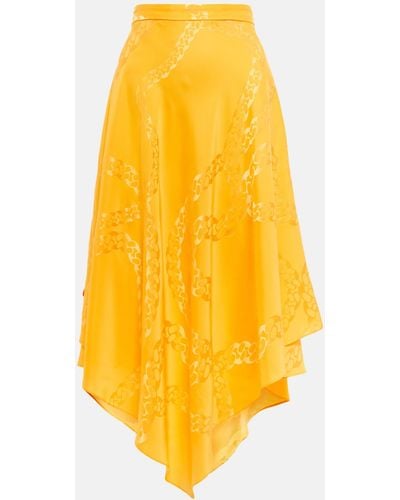 Stella McCartney Asymmetrical Printed High-rise Midi Skirt - Yellow