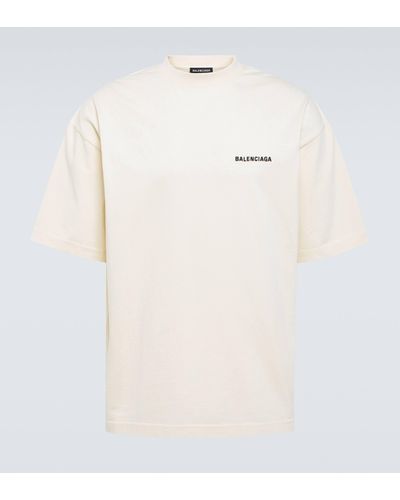 Balenciaga Logo Cotton Jersey T-shirt - White