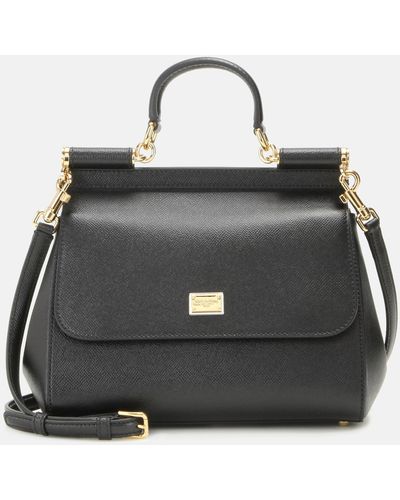 Dolce & Gabbana Sicily Medium Leather Shoulder Bag - Black