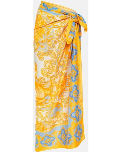 La DoubleJ Printed Cotton And Silk Beach Cover-up - Yellow
