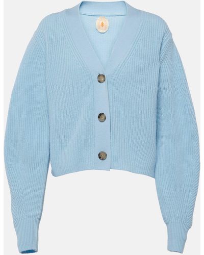 Jardin Des Orangers Cropped Wool And Cashmere Cardigan - Blue