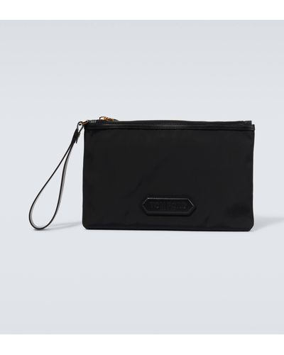 Tom Ford Logo Leather-trimmed Pouch - Black