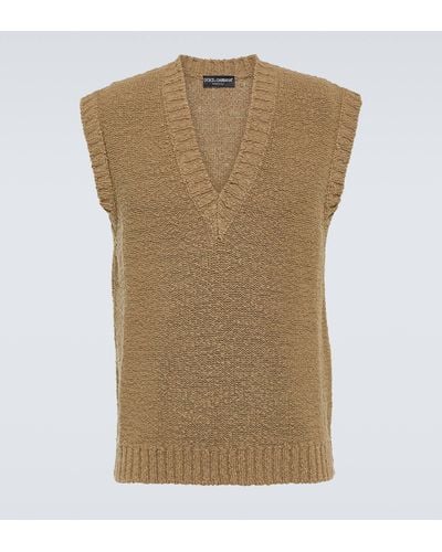 Dolce & Gabbana Cotton Knit Vest - Natural
