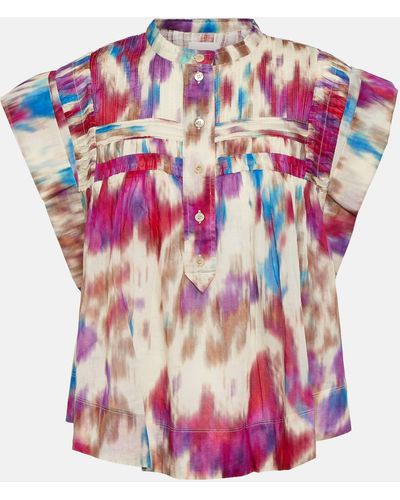 Isabel Marant Leaza Printed Cotton Voile Top - Pink