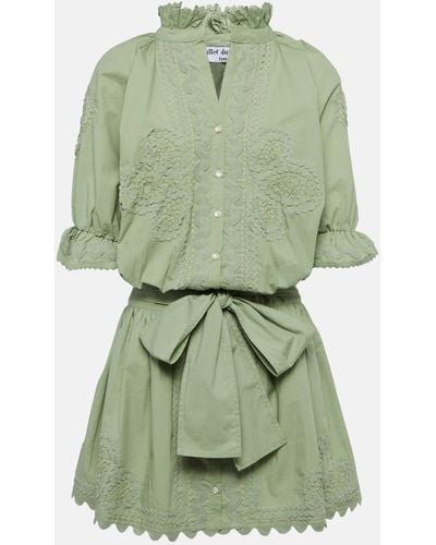 Juliet Dunn Cotton Poplin Shirt Dress - Green