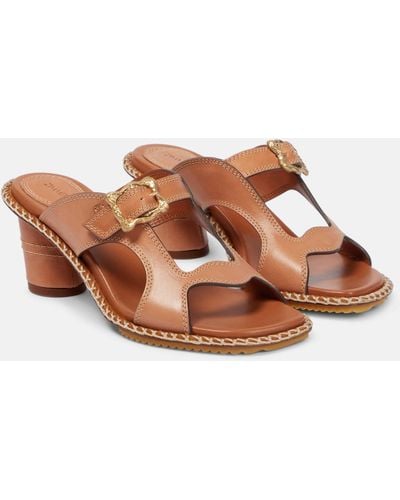 Zimmermann Wavy Leather Mules - Brown
