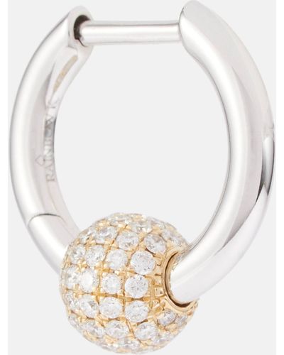 Rainbow K Piercing 14kt Gold Single Earring With Diamonds - White
