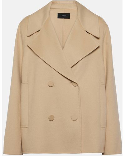 JOSEPH Double-breasted Wool And Silk Coat - Natural