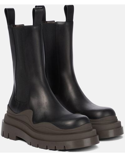 Bottega Veneta Tire Leather Ankle Boots - Black